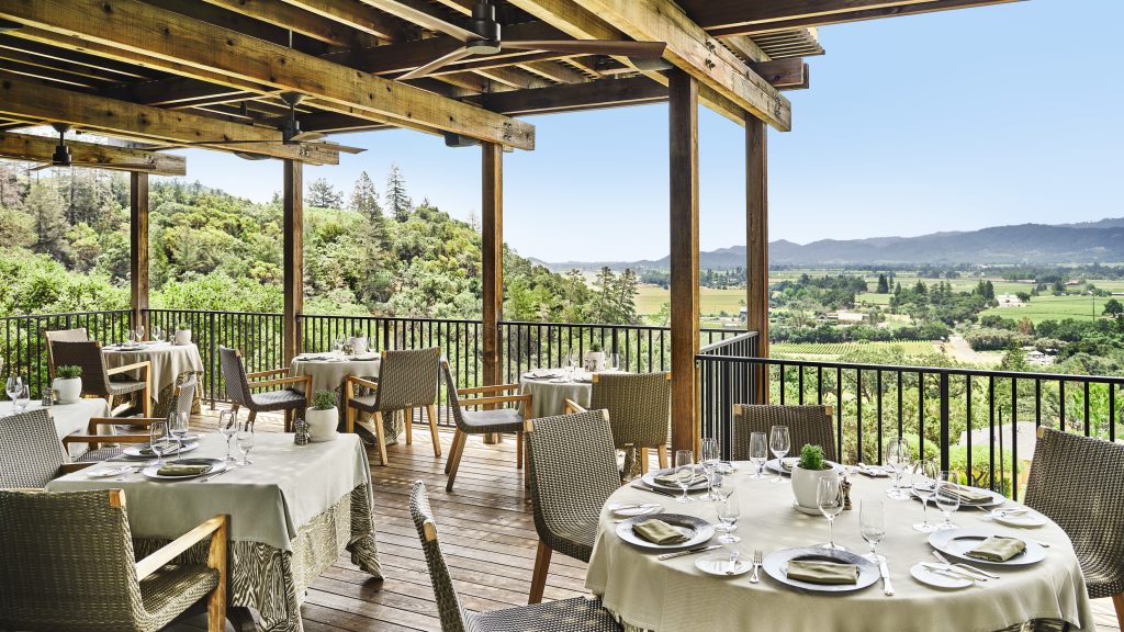 the restaurant at auberge du soleil patio dining overlooking napa valley