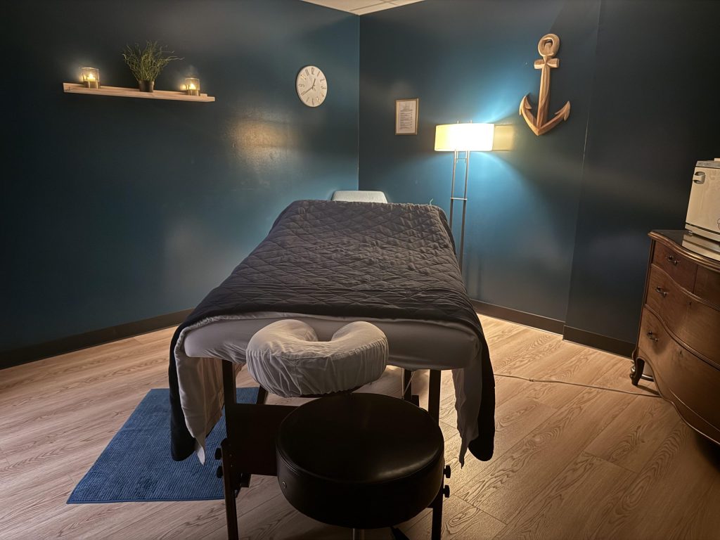 blue water spa napa treatment room navy
