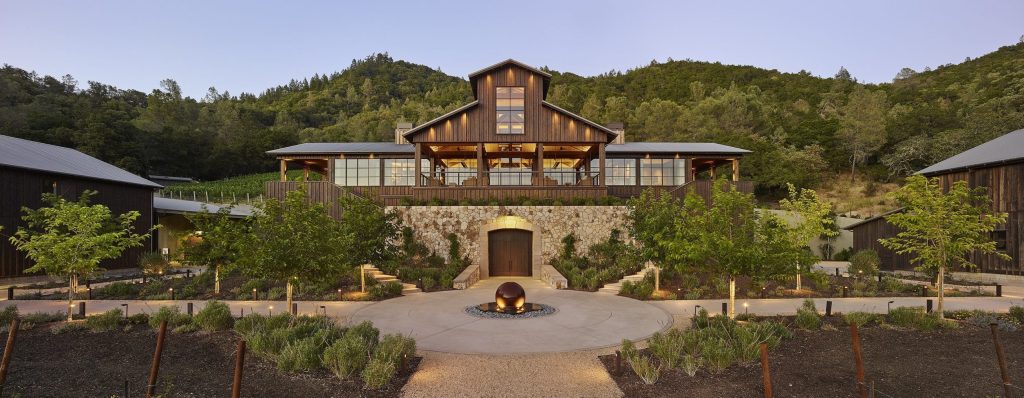 Davis Estate winery surrounded by napa hills