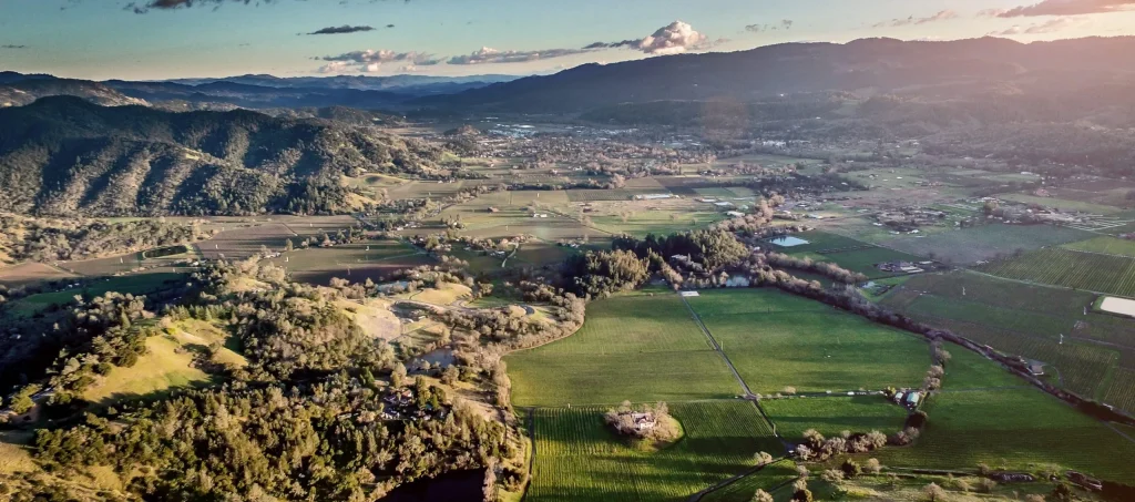 Napa aerial landscape showing geography