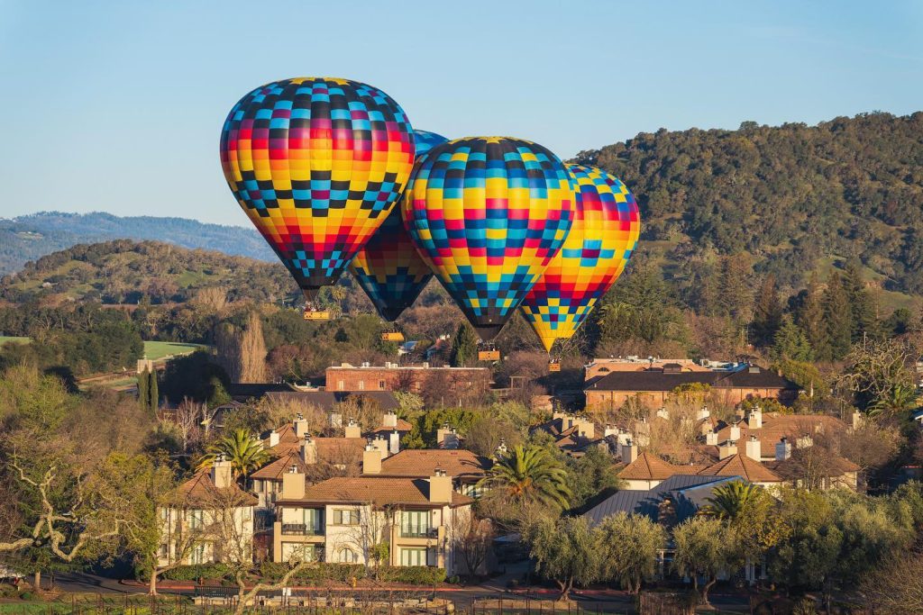 hot air balloons over Napa Valley near BottleRock weekend