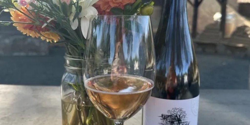 Wine tasting setup at Pope Valley Winery during the Napa 4th of July weekend with rosé wine and vineyard ambiance.